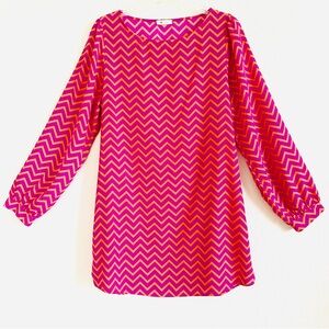 EVERLY ANTHROPOLOGIE | Everly Chevron Shift Dress | Size: Medium | Pink …